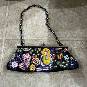 Fashion Express clutch. Beaded. Beaded shoulder strap.